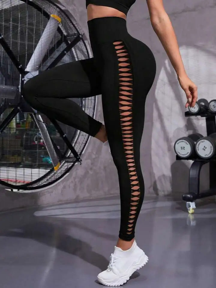 Women Tie Dye Hollow Out Leggings Sports Yoga Pants Fitness Sportswear Sexy High Waist Push Up Gym Tights Running Leggings