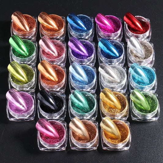 17/23 Colors Metallic Chrome Nail Powder Set Y2K Magic Mirror Decor Rubbing Glitter Pigment Flakes Manicure Accessories LAMCB