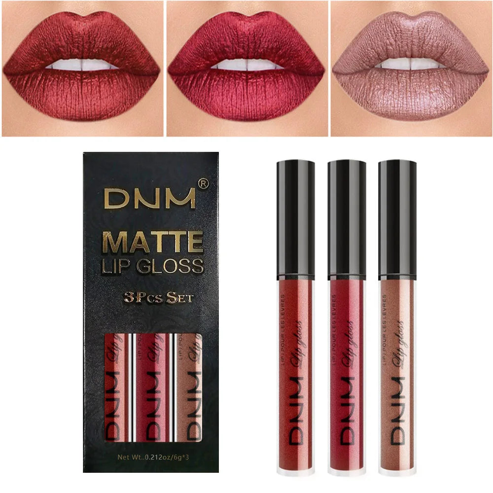 New 3pcs/set Liquid Lipstick Waterproof Long Lasting Cosmetic Black Blue Purple Green Matte Lip Gloss Nude Lip Tint Stain Makeup