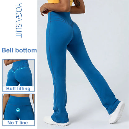 Women Yoga Pants 4 Way Stretch Tummy Control Workout Running Bell Bottom Leggings Long Bootleg Gym Flare Pants Women Sportswear