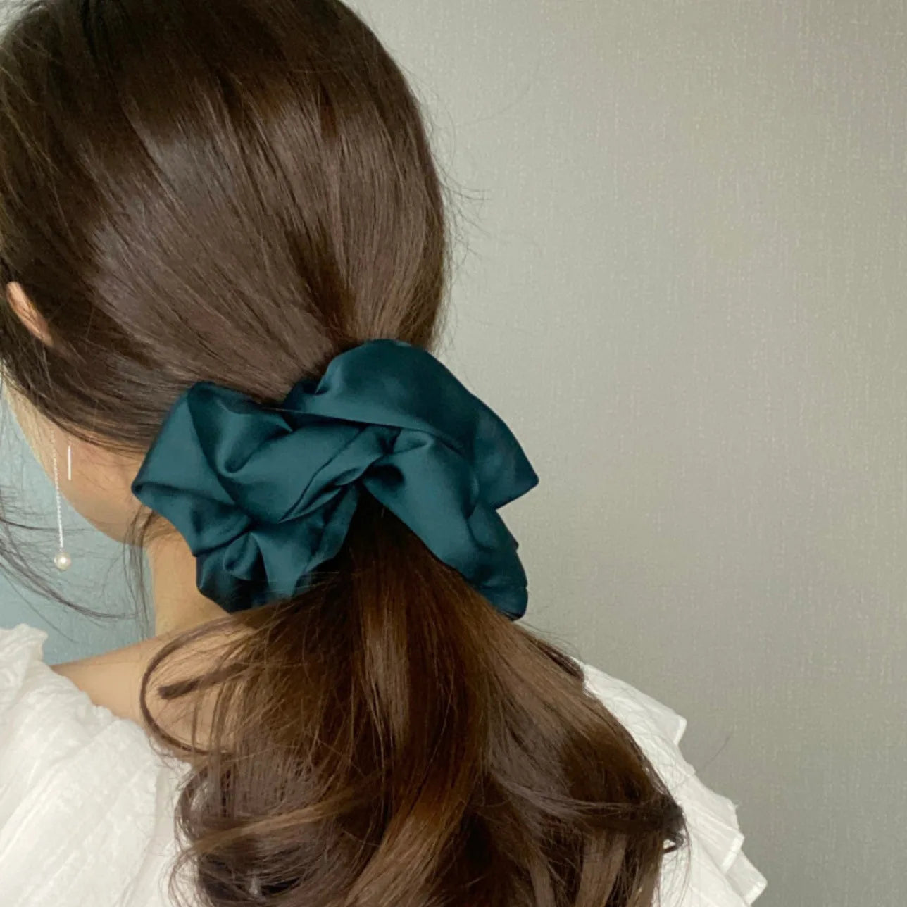 Fashion Oversized Silk Scrunchies for Women Korean Chiffon Elastic Hair Ties Ponytail Holder Headwear Chouchou Cheveux Femme