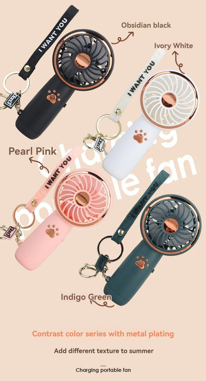 2024 Summer New Mini Mini Fan Cute Cartoon Portable Charging USB Handheld Fan Student Outdoor Fan