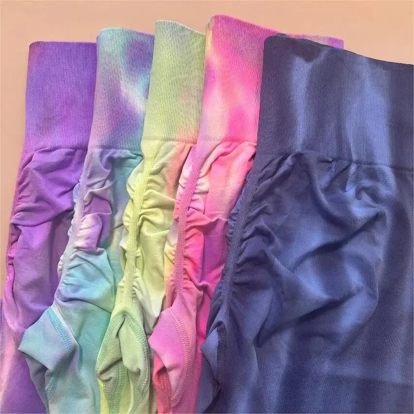 New Tie Dyed High Waist Gym Leggings Push Up Scrunch Seamless Thick Sports Pants Elastic Soft Yoga Workout Leggins Women