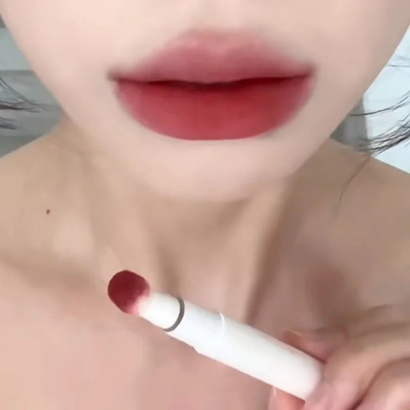 Fluffy Velvet Soft Lip Glaze Liquid Lipstick Cream Nude Matte Rose Red Pigment Waterproof Long Lasting Dye Cheek Lip Tint Paste