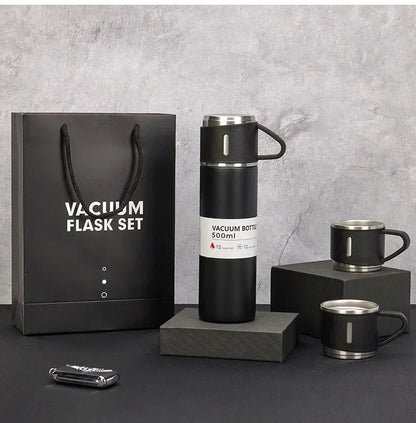 500ML Stainless Steel Vacuum Flask with Business Style Shimmering Design, Coffee Mug Thermos Bottle with Portable Carafe