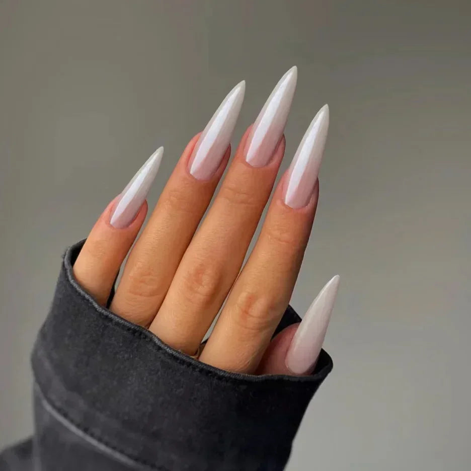 24Pcs detachable Long Stiletto False Nails Almond Fake Nails with gradient Design Press on fake Nails Full Cover Manicure Tips