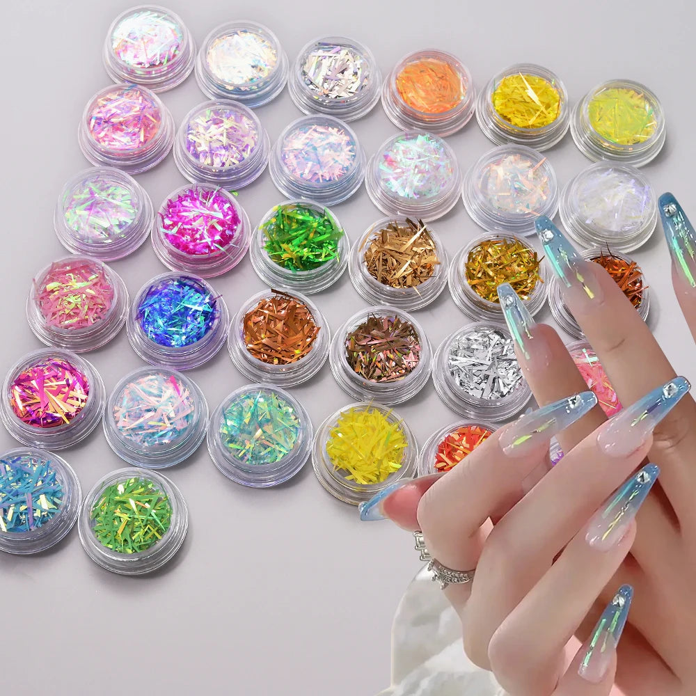 1Box Irregular Holographic Broken Glass Paper Aurora Nail Foil Decal Gradient Laser Flakes Sticker DIY Accessories Manicure Deco