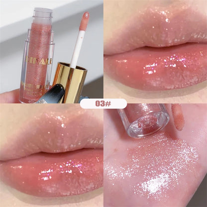 Glitter Liquid Lipstick Shimmer Metallic Clear Mirror Lip Gloss Plumping Oil Moisture Shine Lip Tint Sparkling Diamond Lip Oil