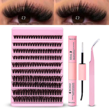 DIY Eyelash Extension Kit 200pcs Individual Lashes Cluster 80D, 8-16mm Mix Lash Clusters with Lash Bond and Seal and Tweezers