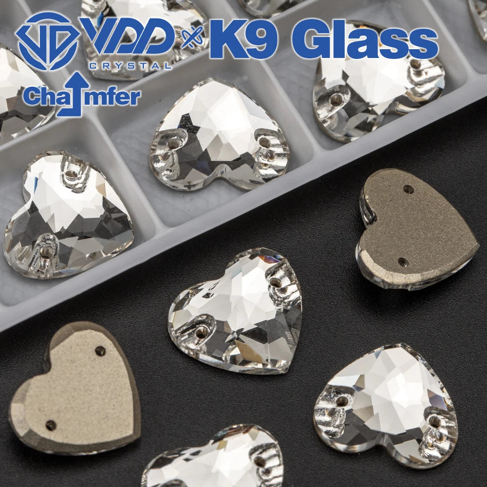 VDD High Quality K9 Glass Sew On Rhinestones Chamfer Sewing Clear Crystal Flatback Stone For Clothes Accessories Wedding Dress