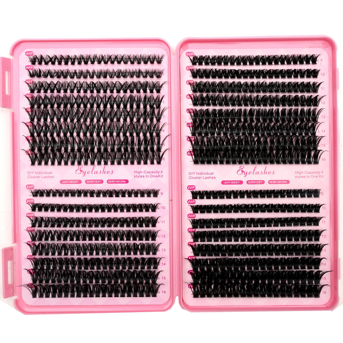 640pcs 30D/40D/50D/60D Individual Lashes Book Clusters Extensions False Eyelash DIY at Home Cluster Eyelash Extensions Makeup