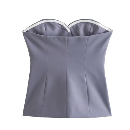 TRAF Satin Bustier Top Woman Corset Crop Top Women Sexy Backless Tube Tops for Women Off Shoulder Button Tank Tops Female