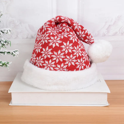 2024 Knitted Christmas Hat Cute Pompom Adult Child Soft Beanie Santa Cap New Year Party Kids Gift Navidad Natal Noel Decoration