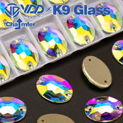 VDD Chamfer AAAAA Top Quality K9 Glass Sew On Rhinestones Sewing Crystal AB Flatback Stone For Clothes Accessories Wedding Dress