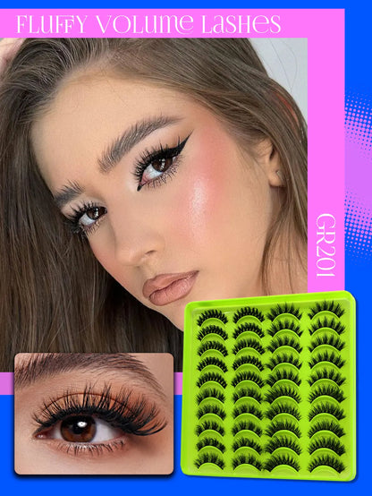 GROINNEYA lashes 3D Faux Mink Lashes Natural False Eyelashes Dramatic Fluffy Soft Volume Lashes Eyelash Extension Makeup