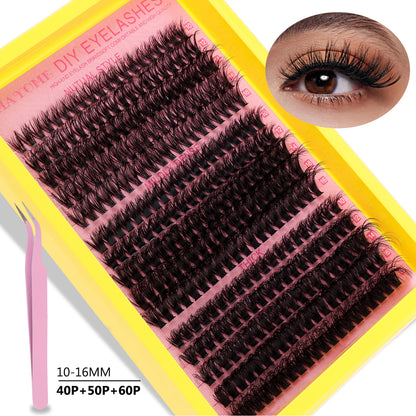 Fluffy Cluster Lashes set Bond and seal Glue Applicator kit Russian thick D Curl Natural eyelash Extension DIY Makeups supplies