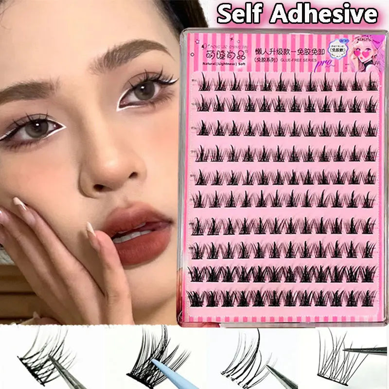 Large-capacity Self Adhesive Lashes Pure Wild False Eyelashes Glue-free Fake Eyelashes Natural Lash Clusters Novice Eyelashes