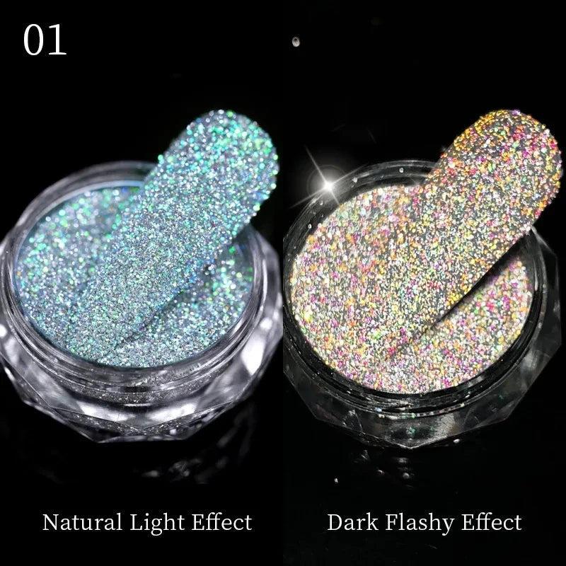 Green Chameleon Color Pigment Nail Powder Summer Pretty Shiny Nail Glitter Metallic Glitter Powder Chrome Dust UV Gel Nail Art