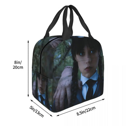 Wednesday Addams Insulated Lunch Bags for Camping Travel Comedy Horror TV Leakproof Thermal Cooler Lunch Box Women Children