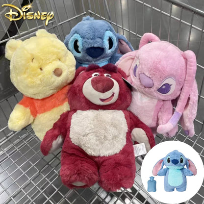 Genuine Disney Stitch Angel Lotso Plush Anime Hand Warm Bottle Hot Water Bottles Winter Portable Warm Hand Bag Birthday Gift