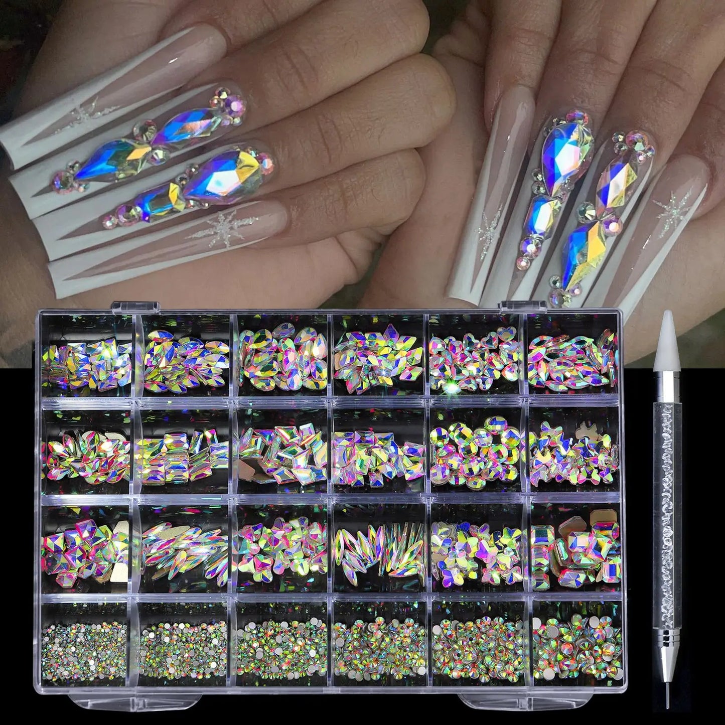 Luxury Flatback AB Nail Art Rhinestones Multi-shape Crystal Gemstones For Design Shoes Clothes Nail Art Decoration Accessories