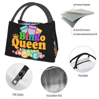 I Love Bingo Game Insulated Lunch Bags for School Office Waterproof Cooler Thermal Lunch Box Women lunchbag