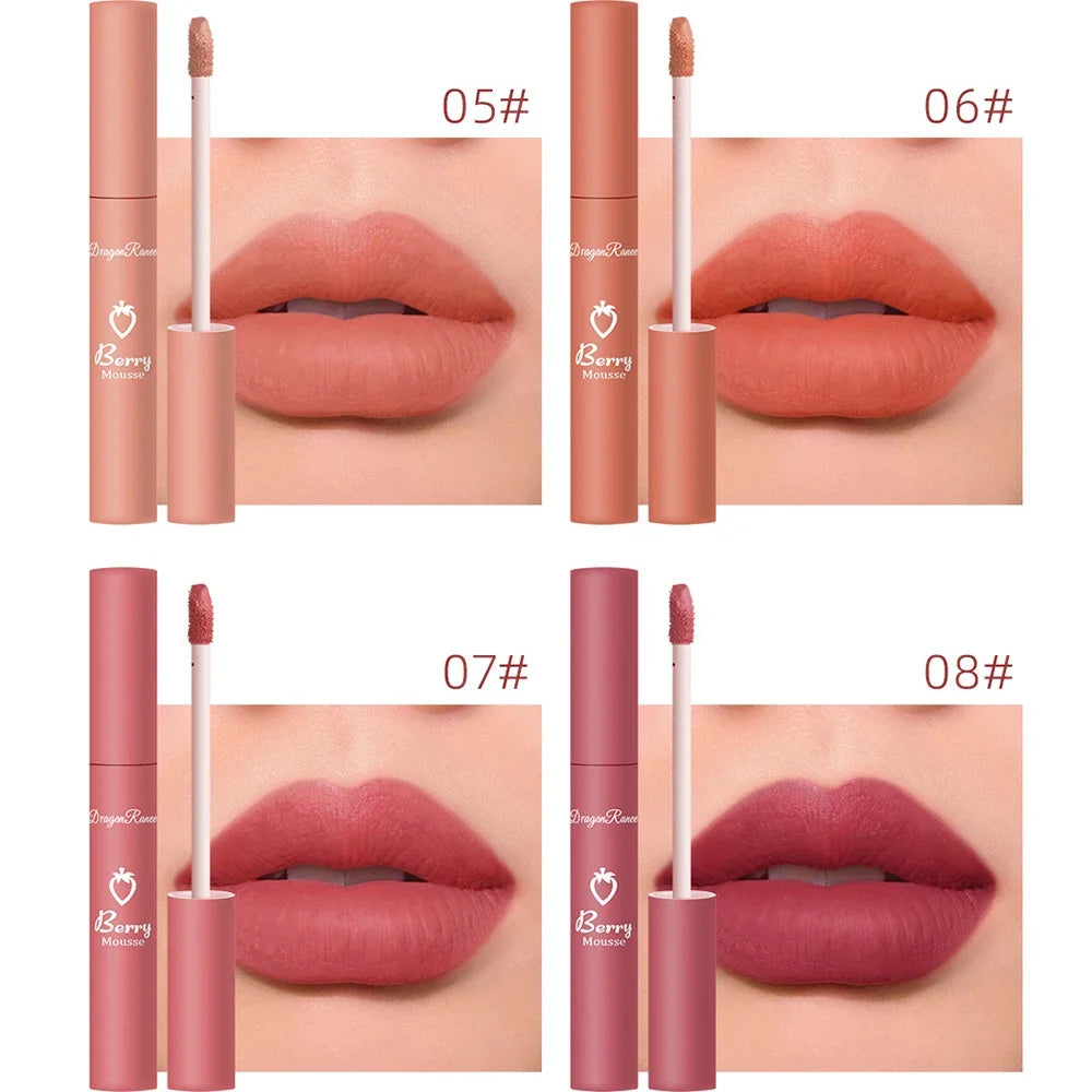 12colors Matte Lip Gloss Berry Mousse Velvet Lip Glaze Waterproof Lasting Not Easy To Fade Lipstick Sexy Lip Makeup Cosmetic New