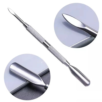 Stainless Steel Cuticle Pusher, Double-Ended Manicure Tools, Dead Skin Remover, Pedicure Care, 1Pc