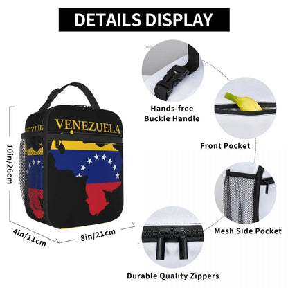 Venezuela Map Flag Country Thermal Insulated Lunch Bag Women Republic Of Venezuela Resuable Lunch Container for Outdoor Food Box