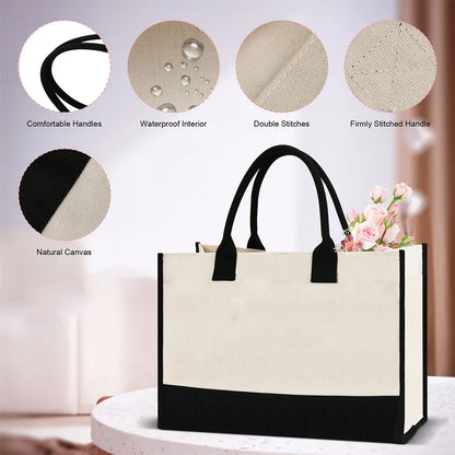 Women's Jute Bag Beach Bags Shopping Bag for Lady Reusable Large Capacity Text Printing Series Tote Bags Handbag 2024