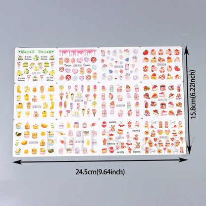 Sweet Desserts Nail Art Water Transfer Decals Stickers Mix Macaron Cake Candy Drink Ice Cream Cartoon Sliders Wholesale LABN2701