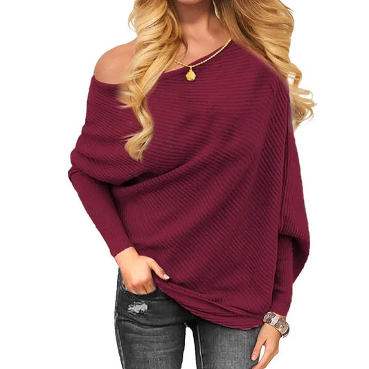 High quality new women's sexy strapless pit stripe knit sweater women  sweater mujer  oversized sweater  sweater women