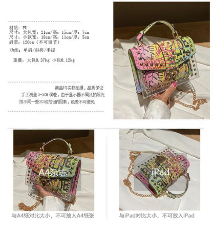 Brand Women Studded Graffiti Crossbody Bags Fashion Shoulder Bag For Ladies Female Luxury Designer Handbags 2023 High Quality