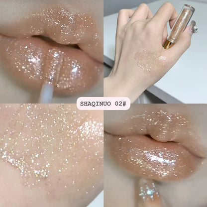 Glitter Liquid Lipstick Shimmer Metallic Clear Mirror Lip Gloss Plumping Oil Moisture Shine Lip Tint Sparkling Diamond Lip Oil