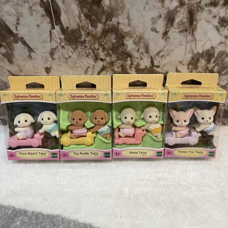 Sylvanian Families Figures Ternurines Husky Sheep Poodle Ear Fox Twins  Anime Figurine Room Decoration Model Toys Gift For Kids