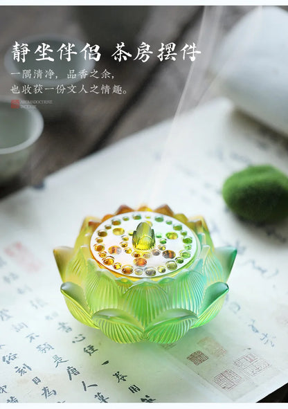 Glass Lotus Incense Stove Household Indoor Incense Stove Creative Sandalwood Incense Stove Lotus  Seal