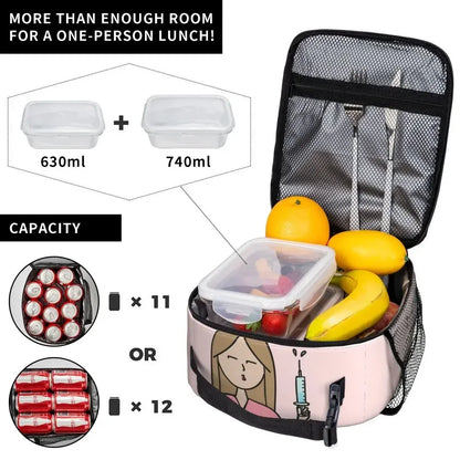 Custom Enfermera En Apuros Doctor Nurse Medical Lunch Bag Women Thermal Cooler Insulated Lunch Boxes for Kids School Children