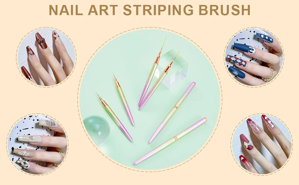 6pcs Kolinsky Acrylic Nail Brush Good Quality Nail Art Mink Brush Wood Handle Gel Builder Manicure Brush Drawing Tools