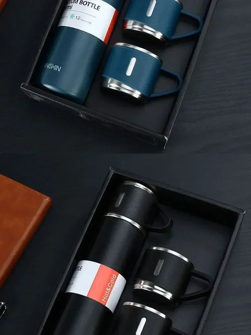 500ML Stainless Steel Vacuum Flask with Business Style Shimmering Design, Coffee Mug Thermos Bottle with Portable Carafe