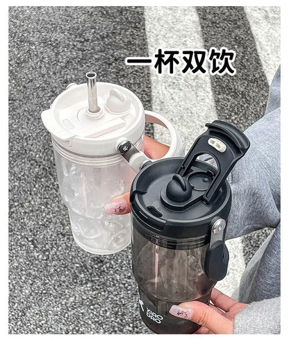 600-900ML Sanrio Large Capacity Plastic Water Cup Hello Kitty Portable Beverage Bottle Outdoor Fitness Sports Straw Cup