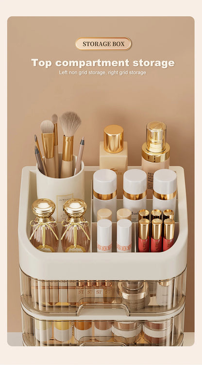 Cosmetic Organizer Makeup Organizer With Drawer Skincare Organizer Eyebrow Pencil Holder Cosmetic Storage Box For Dressing Table