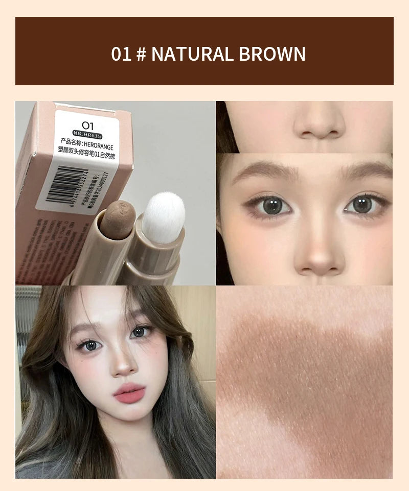 Nose Shadow Bronzers Contouring Makeup Pen Natural Grey Brown Three-dimensional Face Matte Shadow Cream Contour With Brush