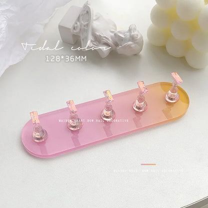 1 Base + 5 Nail Holders Gradient Aurora Nail Holders For Displaying Acrylic Nail Holders For Displaying Press-on Nails