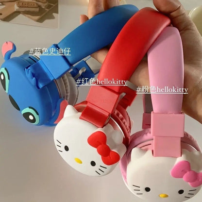 Hello Kitty Cute Bluetooth Headphone Wireless Headsets Anime Cartoon Stereo Headset Earphone With Mic Fashion Hottie Y2k Gifts