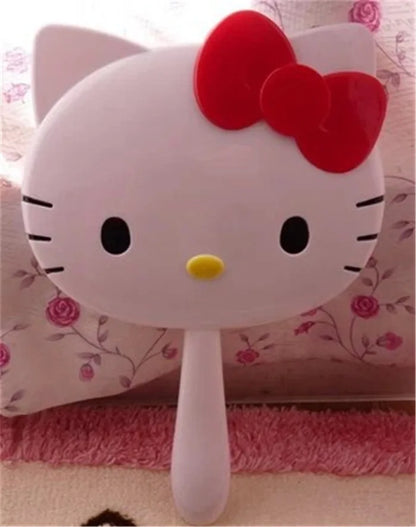 Cartoon Sanrio Hello Kitty Handheld Makeup Mirror Kawaii Kt Cat Handle Make Up Mirrors Girl Birthday Gift