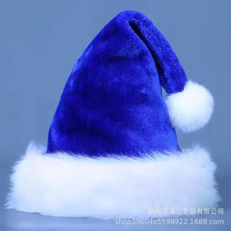 Red Blue Green Black Adult Children's Thick Plush Christmas Hat 2023 Noel Merry Christmas Decor Gift Hat Happy New Year 2024