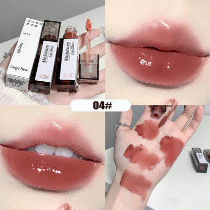 Nude Grey Mirror Lip Glaze Crystal Lip Tint Oil Clear Water Light Lip Gloss Lasting Non-stick Cup Punk Smoky Liquid Lipstick