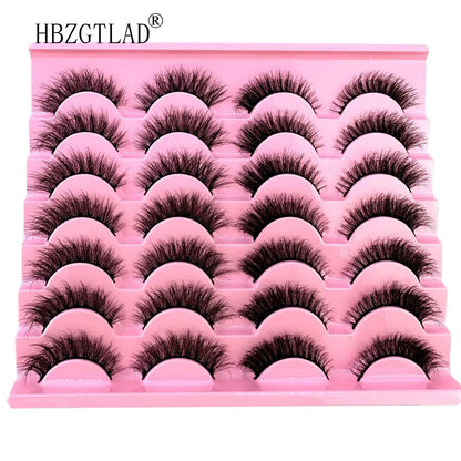 New 14Pairs 3D Faux Mink False Eyelashes Natural Messy EyeLashes Crisscross Wispy Fluffy Lashes Extension Makeup Fake Eyelashes