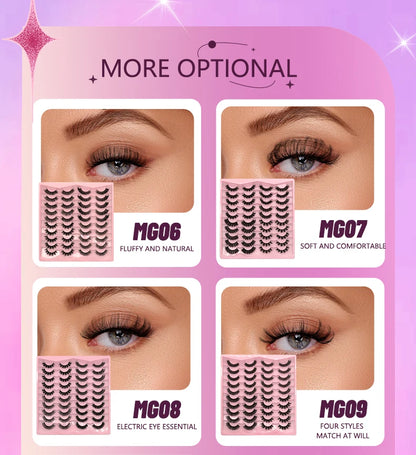 GROINNEYA Russian Strip Lashes 5/20 Pairs 3D Mink Lashes Natural Eyelashes Dramatic False Eyelashes Wholesale Eyelash Extension