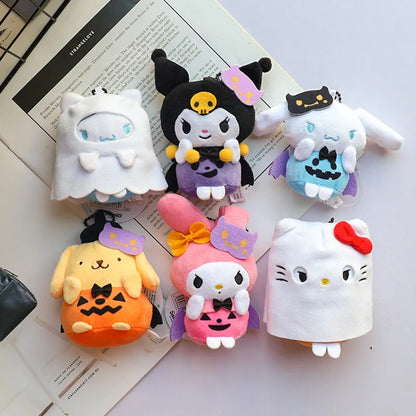 Hellokitty Halloween Doll Cinnamoroll Kuromi Kawaii Ghost Plush Toy Key Pendant Bag Accessories Birthday Gifts Halloween Toys